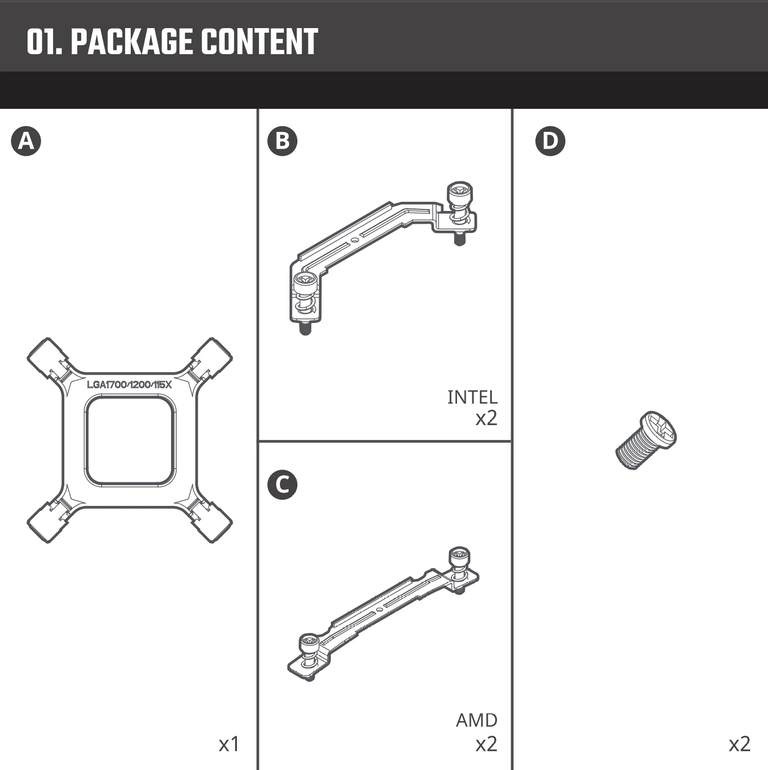 INTEL LGA1700 & AMD AM5 CPU Bracket Mounting Kit - 603007190-GP - Image 2